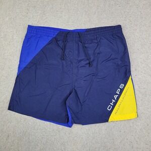 Vintage Chaps Ralph Lauren Swimming Trunks Mens M Blue Yellow Lined Drawstring
